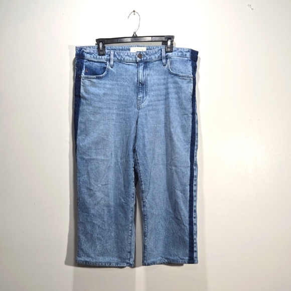 Lafayette 148 New York Wycoff Light Blue Cropped Wide Leg Denim Jeans 32W - Picture 1 of 10